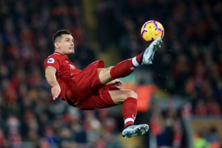 Liverpool defender Dejan Lovren attempts the spectacular