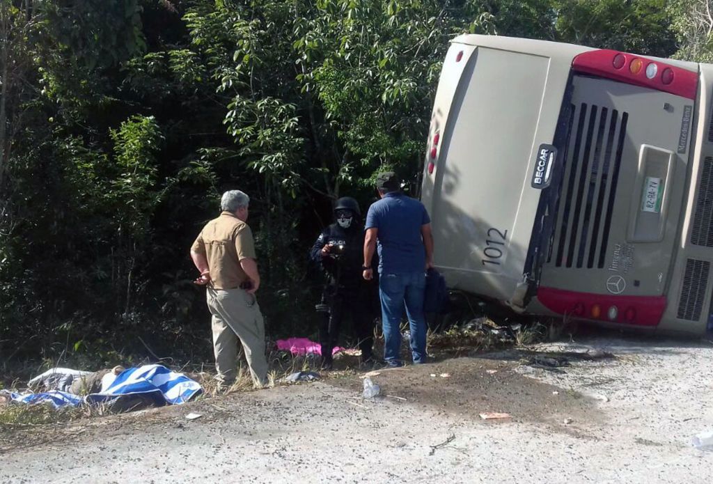 The scene of Tuesday&amp;#039;s bus accident in Mexico.