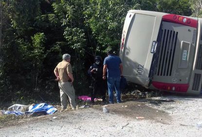 The scene of Tuesday's bus accident in Mexico.