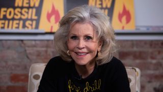 Actress Jane Fonda while hosting a panel titled ''Fire Drill Friday'' to discuss Climate Change consequences with environmental activists in Washington, DC