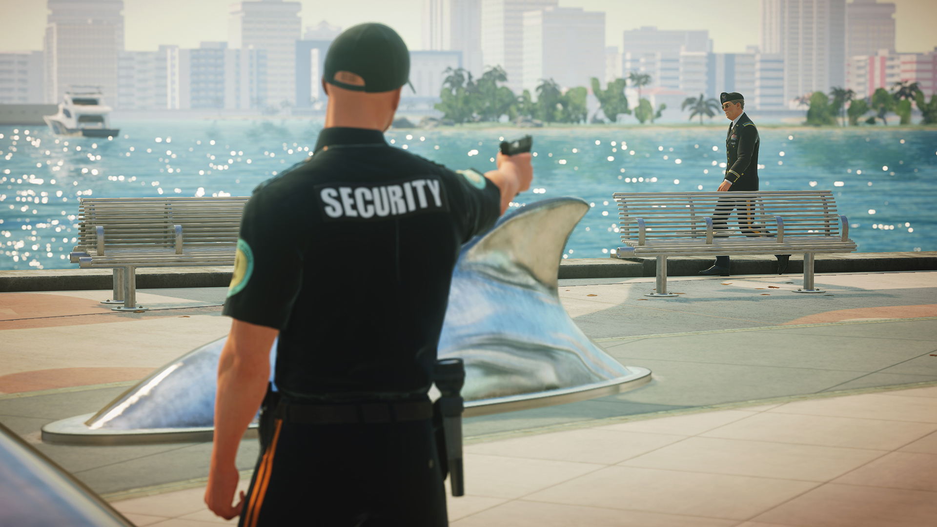 Agent 46 prepares to shoot a target in Hitman 2.