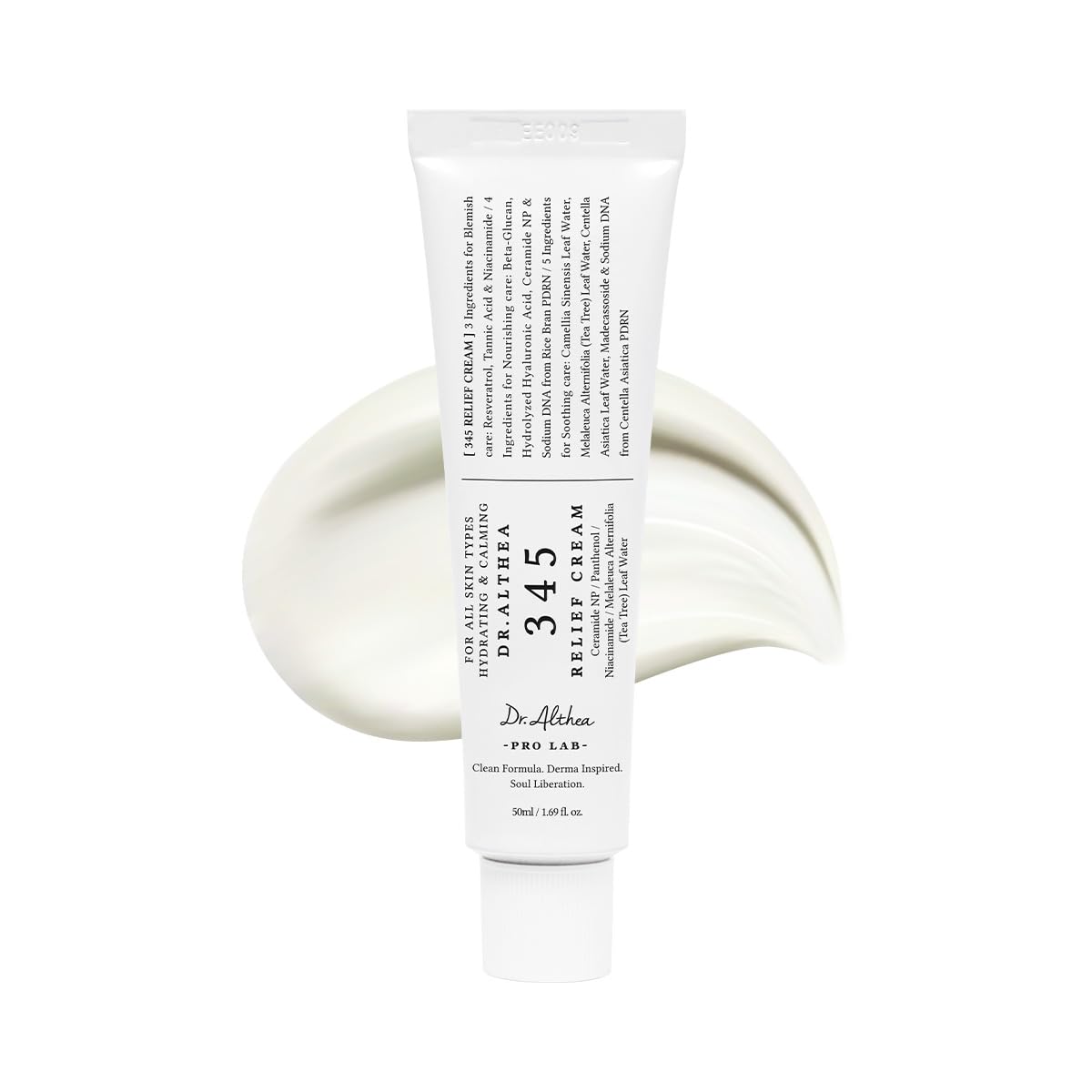 Dr.Althea, Dr.althea 345 Relief Cream | Pdrn &amp; Hyaluronic Acid for Hydration, Blemish Care | Post-Acne Face Moisturizer With Centella &amp; Niacinamide | Korean Vegan Skincare, 1.69 Fl Oz (ver.2 - Pack of 1)