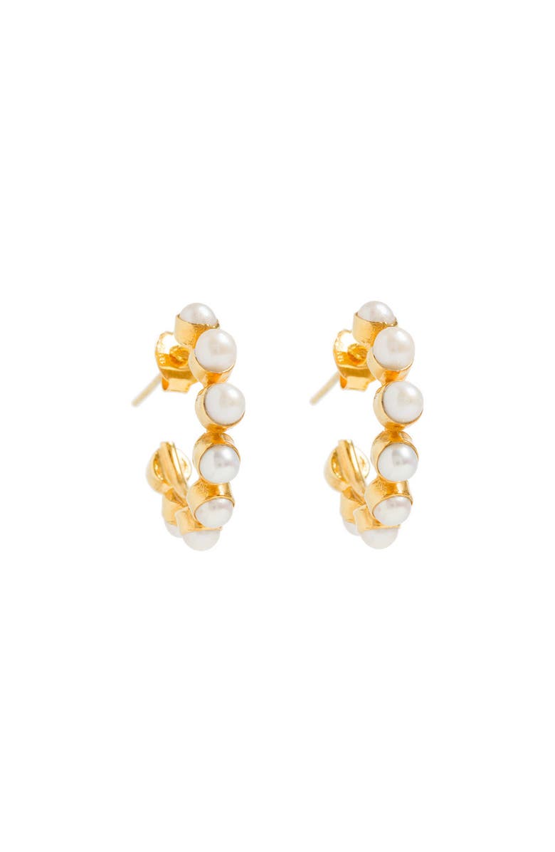 Mini Stud Pearl Hoops Earrings