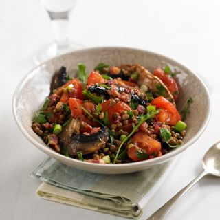 Lentil, Mushroom, Tomato and Rocket Salad