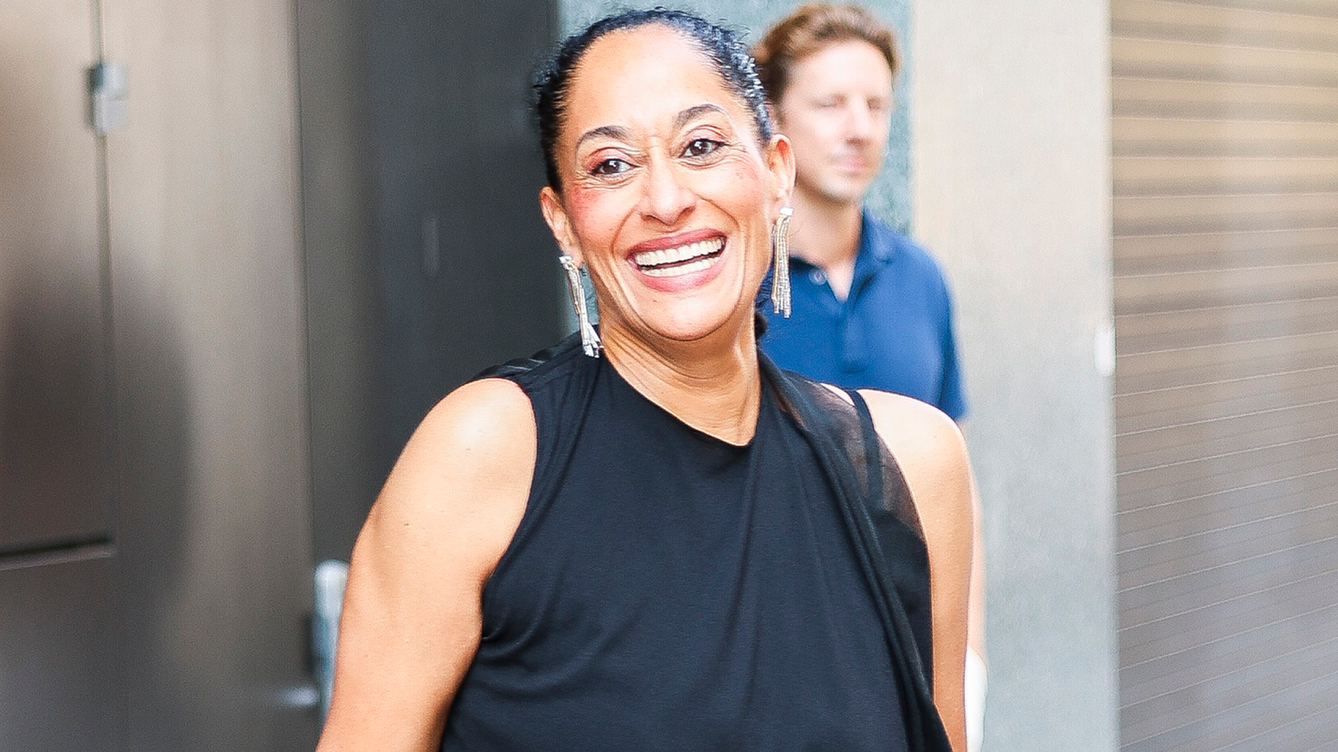 Tracee Ellis Ross traded shorts for sheer pants in New York City