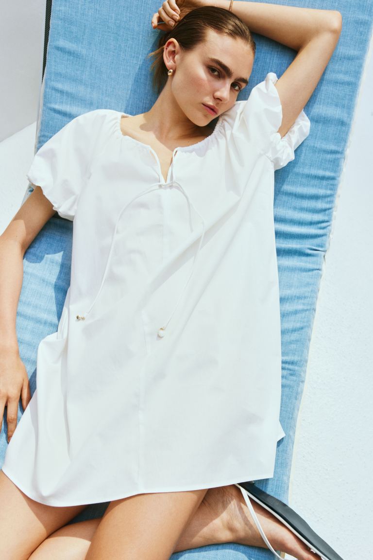 Drawstring-Neck Dress