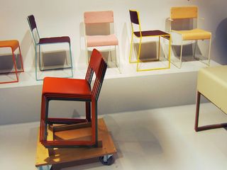 An array of pastel-hued chairs at Källemo