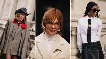 NYFW guests wearing the brooch trend.