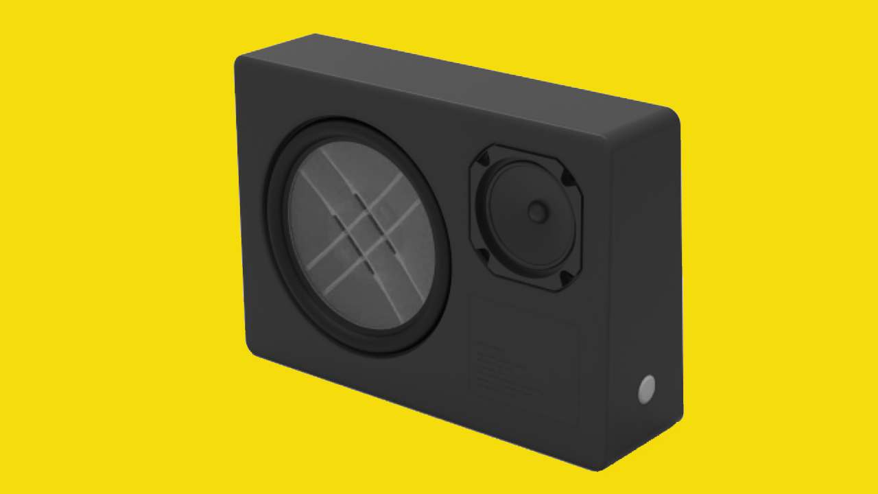 a prototype bluetooth speaker in black
