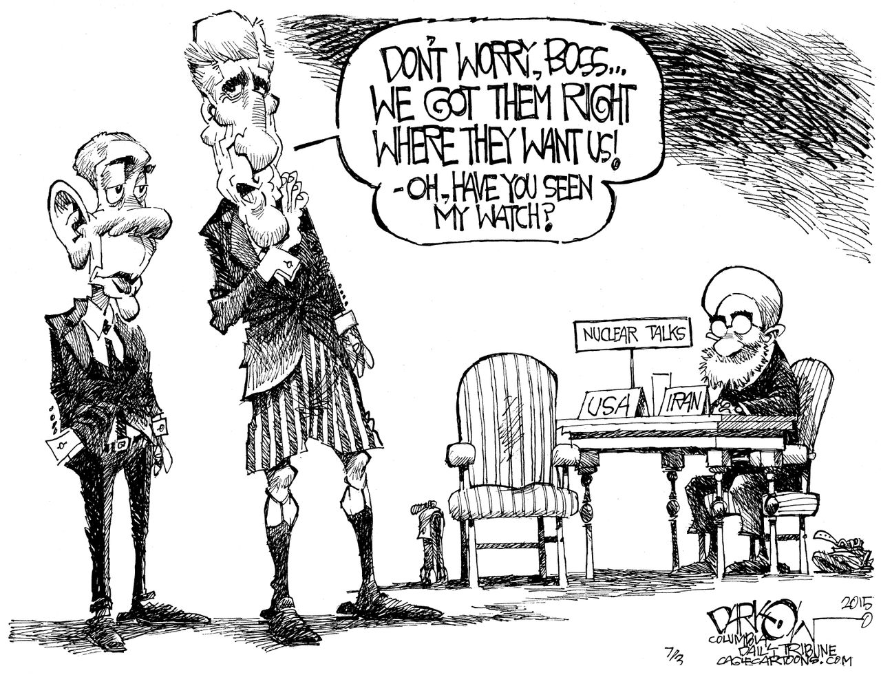 Political cartoon U.S. Obama Kerry Iran