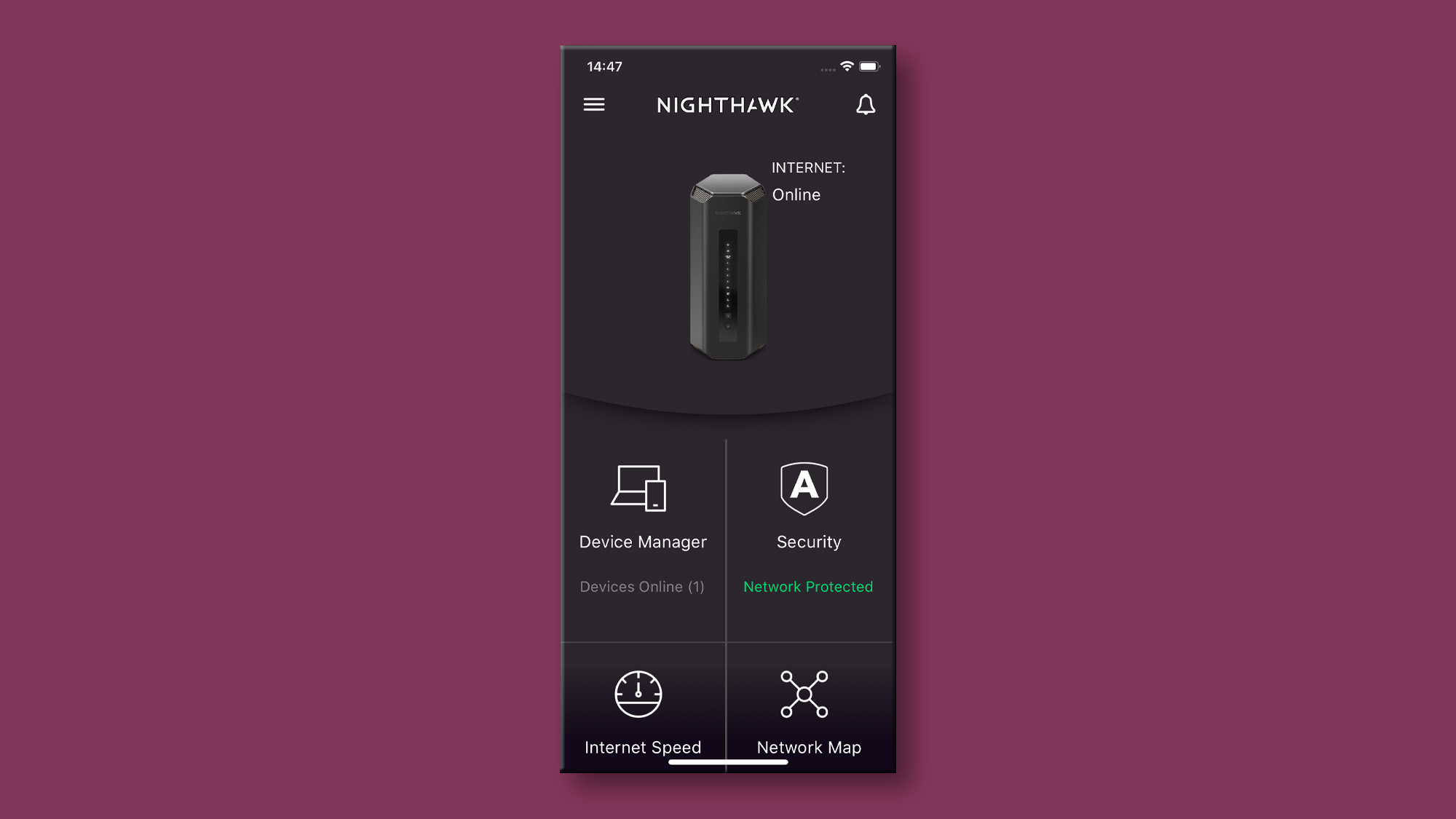 The mobile app interface for the Netgear Nighthawk RS700S