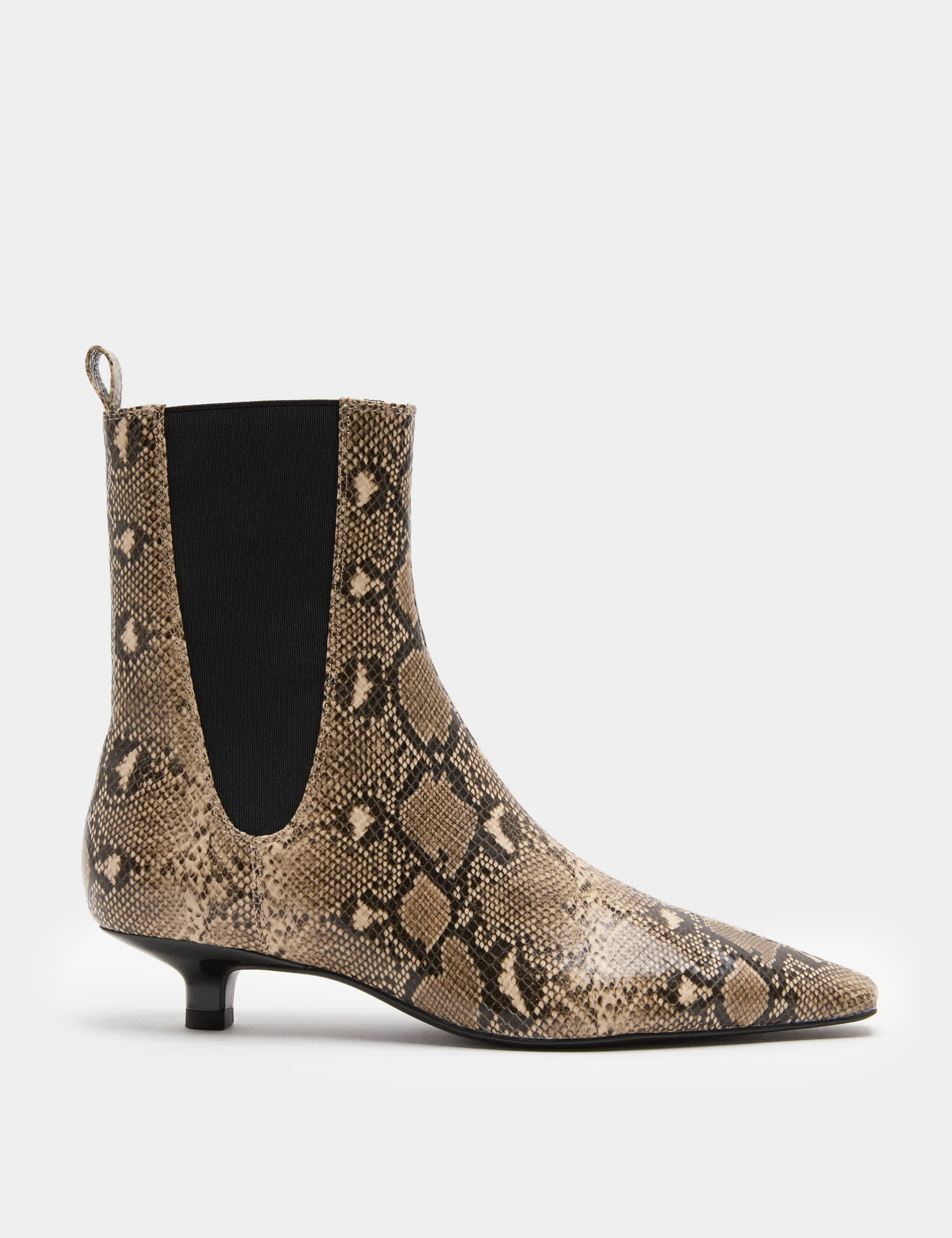 Chelsea Snake Print Kitten Heel Boots