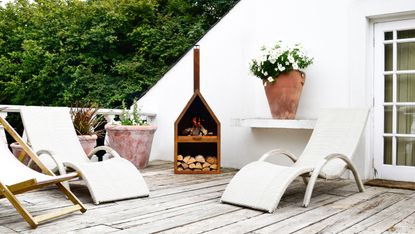 Roof terrace with fire pit as outdoor heating idea