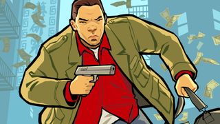best Nintendo DS games – GTA Chinatown Wars protagonist pulling a gun from his jacket