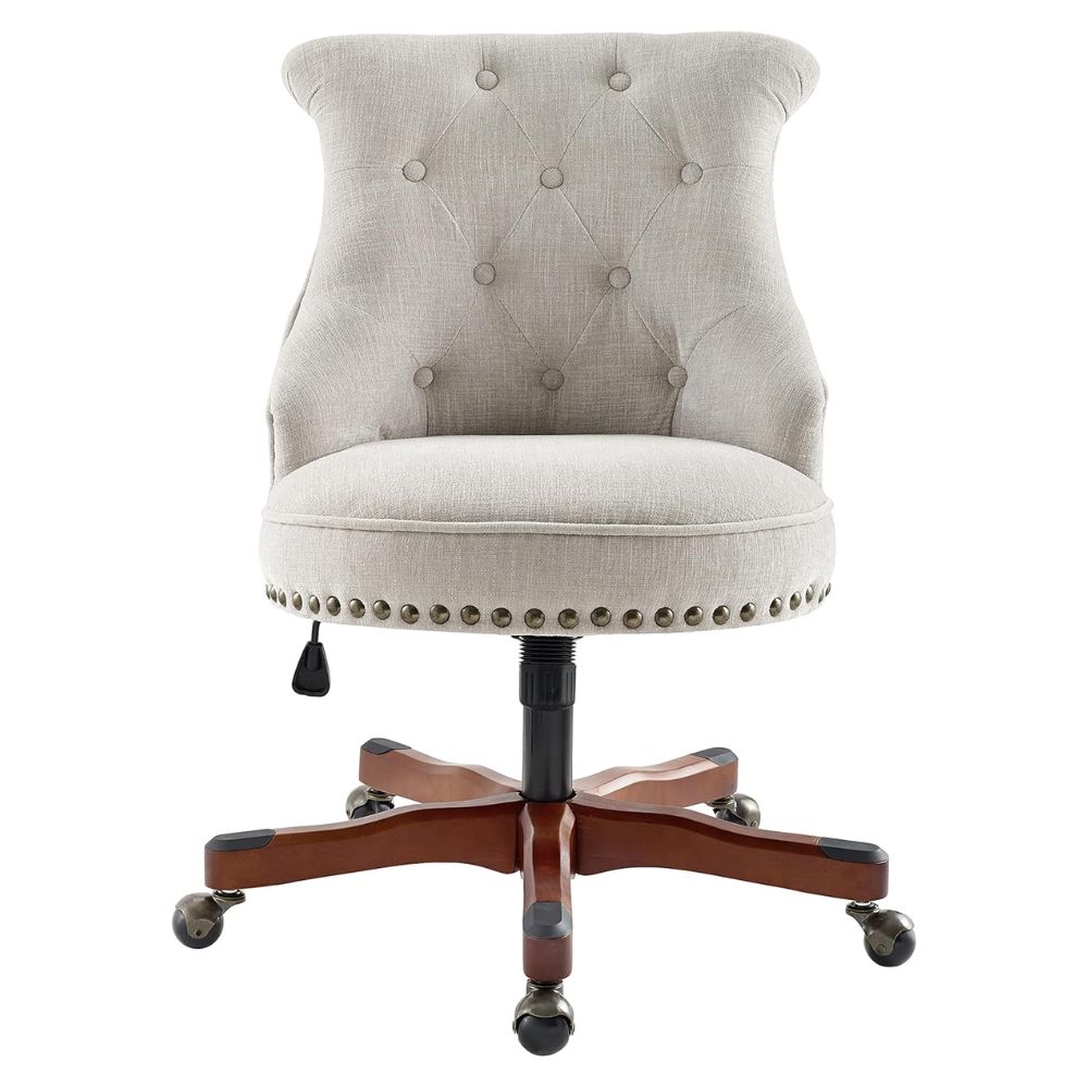 Linon The Talia Beige Adjustable Seat Height Office Chair