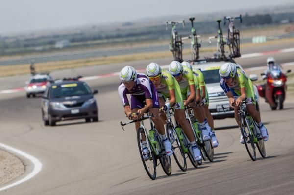 Damiano Caruso wears the sprint leader jersey while leading his Liquigas-Cannondale team.