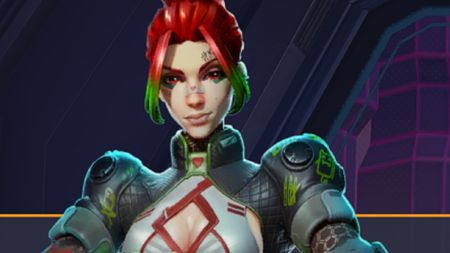 A Mech Arena character with red and green hair guides players through the tutorial before they can redeem codes.