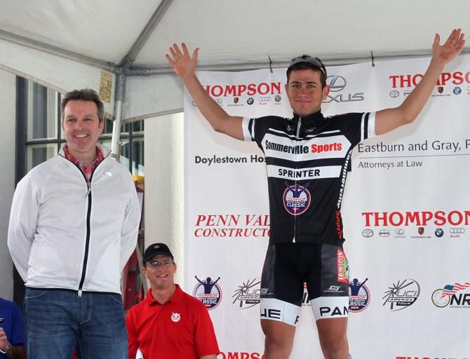 Sponser Dave Sommerville awards his best sprinter jersey to Fabio Calabria (Horizon Organic/Einstein Bros Cycling). Congratulations to All!