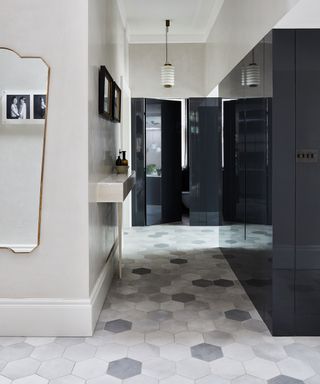Modern hallway flooring with porcelain tiles