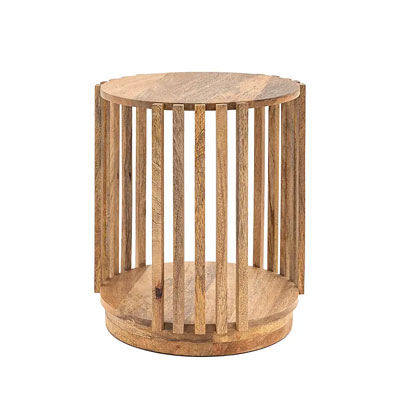 wooden slatted side table