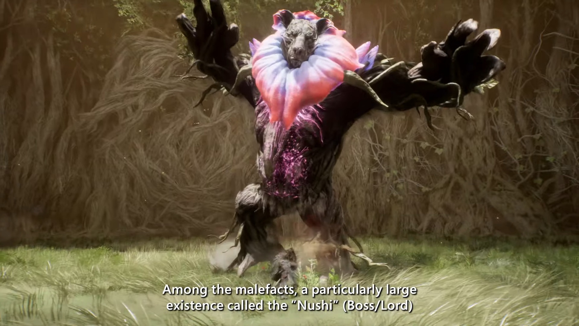 In-game screenshot of Emma fighting a Nushi in Beast of Reincarnation