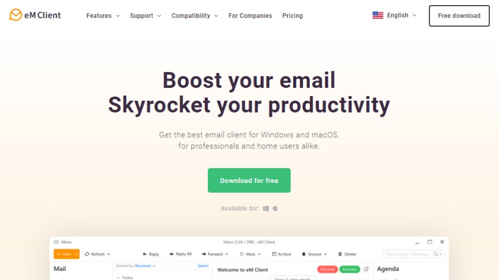 Website screenshot for eM Client