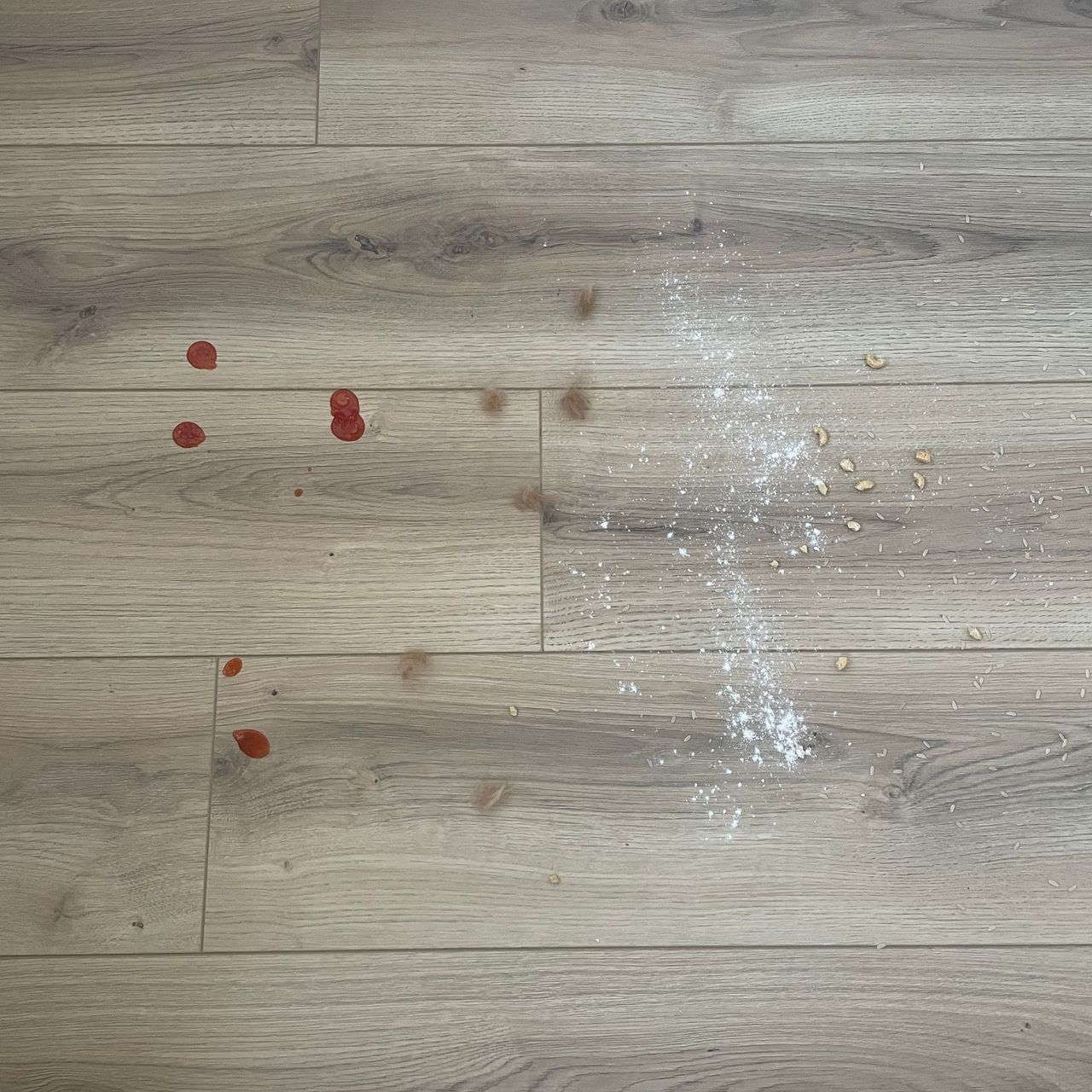 Debris on wood-effect floors