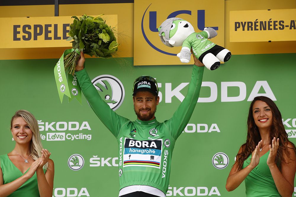 Peter Sagan (Bora-Hansgrohe) secures the green points jersey at the Tour de France
