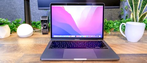 MacBook Pro 13-inch (M2, 2022) sitting on a desk —MacBook Pro 13-inch (M2, 2022) review