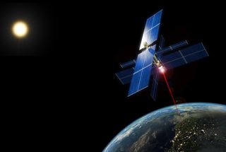 Solar power transmitted from a satellite orbiting earth