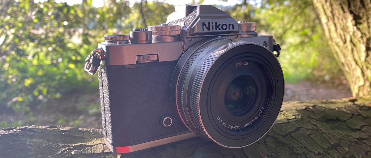 The Nikon Z fc resting on a log