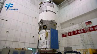 China's Tiangong-2 space laboratory is seen ahead of launch in this still image from a China Manned Space program mission overview video. The Tiangong-2 space module launched into orbit Sept. 15, 2016 and will be visited by a two-man crew for 30 days during China's planned Shenzhou-11 mission.