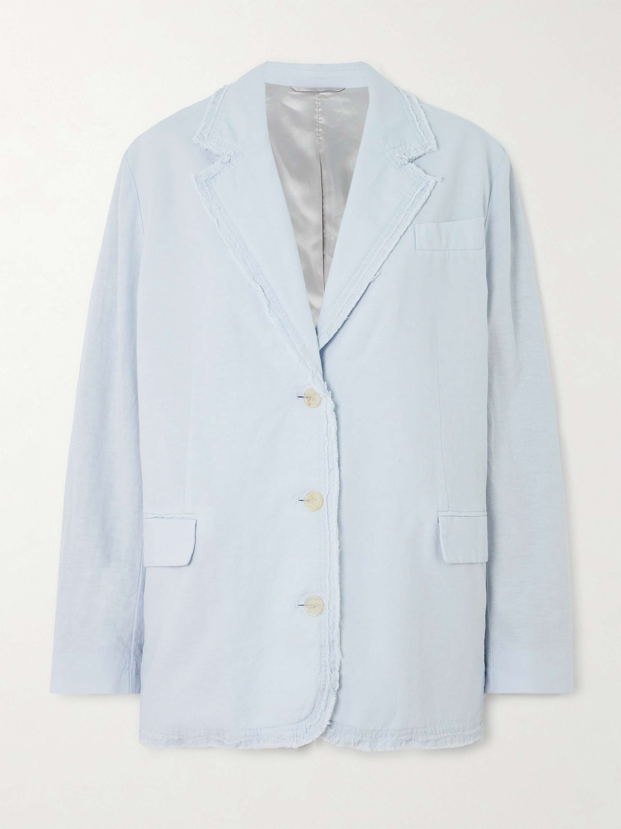 Oversized Frayed Cotton and Linen-Blend Blazer