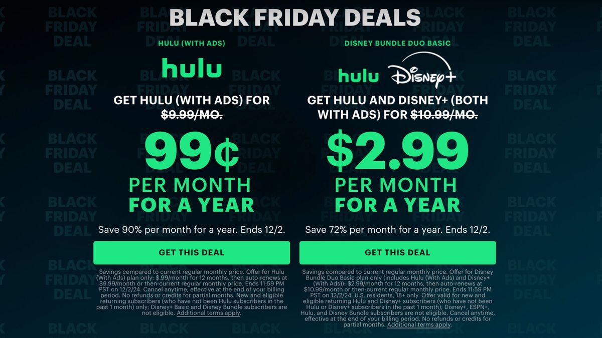 Black Friday 2024 streaming deal for Hulu and Disney Plus