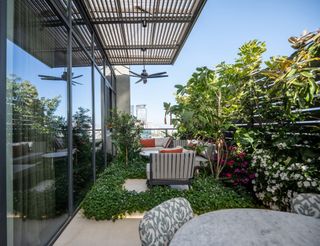 a terrace on an apartment block