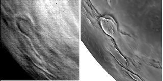 Left panel: ESA/VIRTIS/INAF-IASF/Obs. de Paris-LESIA, Right panel: NASA