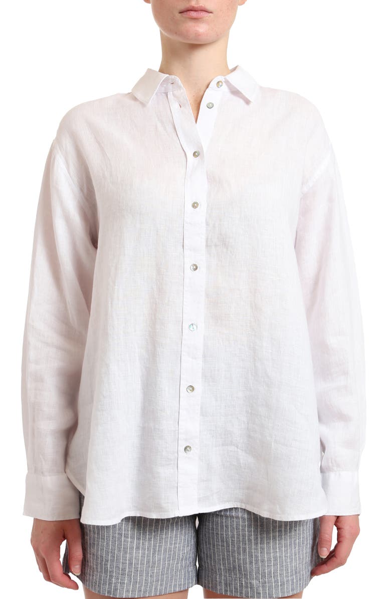 Long Sleeve Linen Button-Up Shirt
