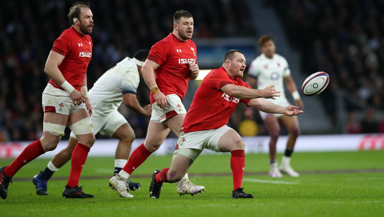 Wales hooker Ken Owens in action against England in the 2018 Six Nations 