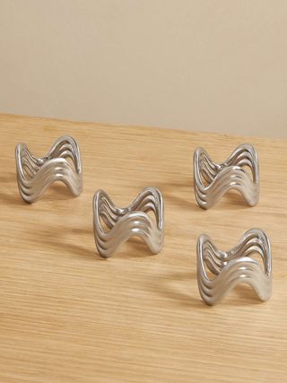 Ripple Set of Four Platinum-Plated Napkin Rings