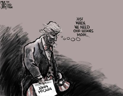 Political cartoon U.S. John McCain death hero Uncle Sam