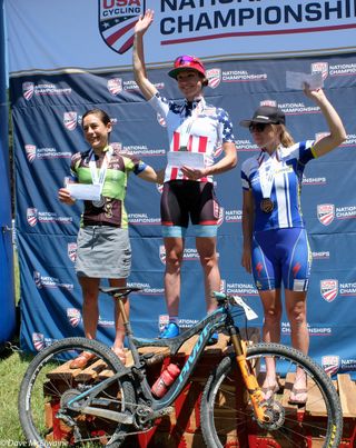 Women’s Podium (L to R) Crystal Anthony (Riverside) 2nd, Rose Grant (Stans NoTubes-Pivot) 1st, Amy Beisel (Ridebiker) 3rd