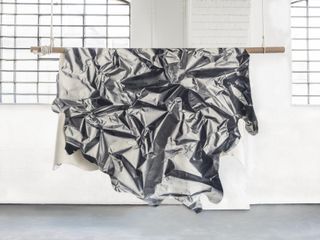 silver coloured crumpled fabric