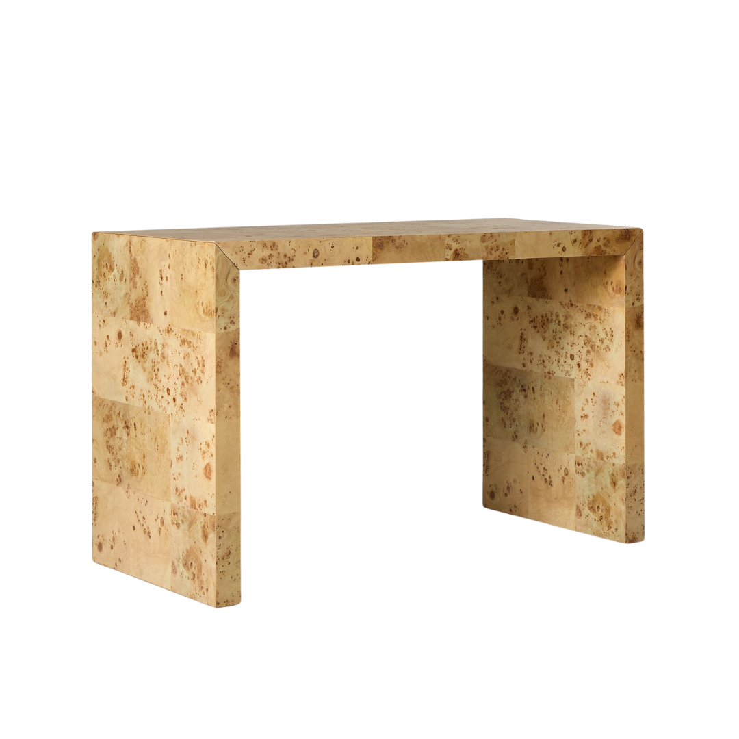 rectangular burl wood desk