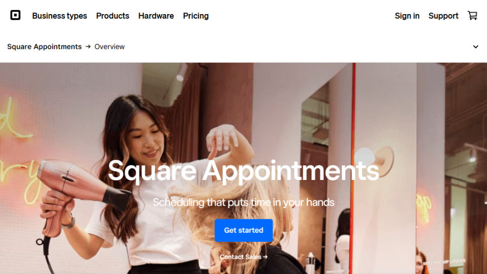 Square Appointments website screenshot (May 2025)