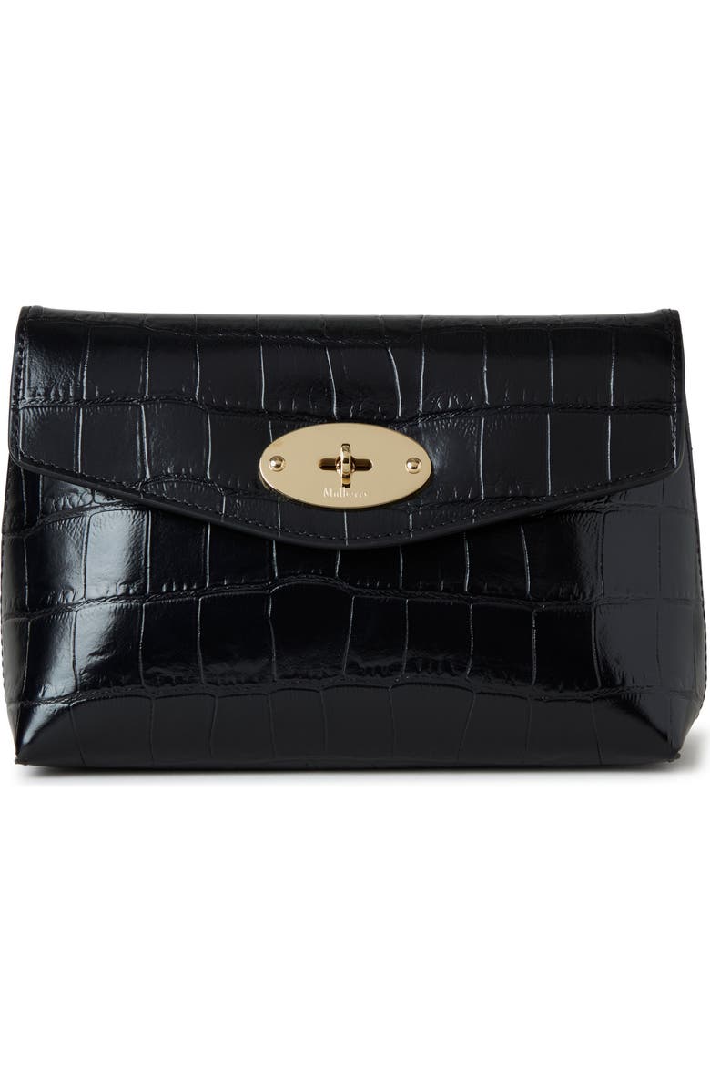 Darley Shiny Croc Embossed Leather Cosmetics Pouch