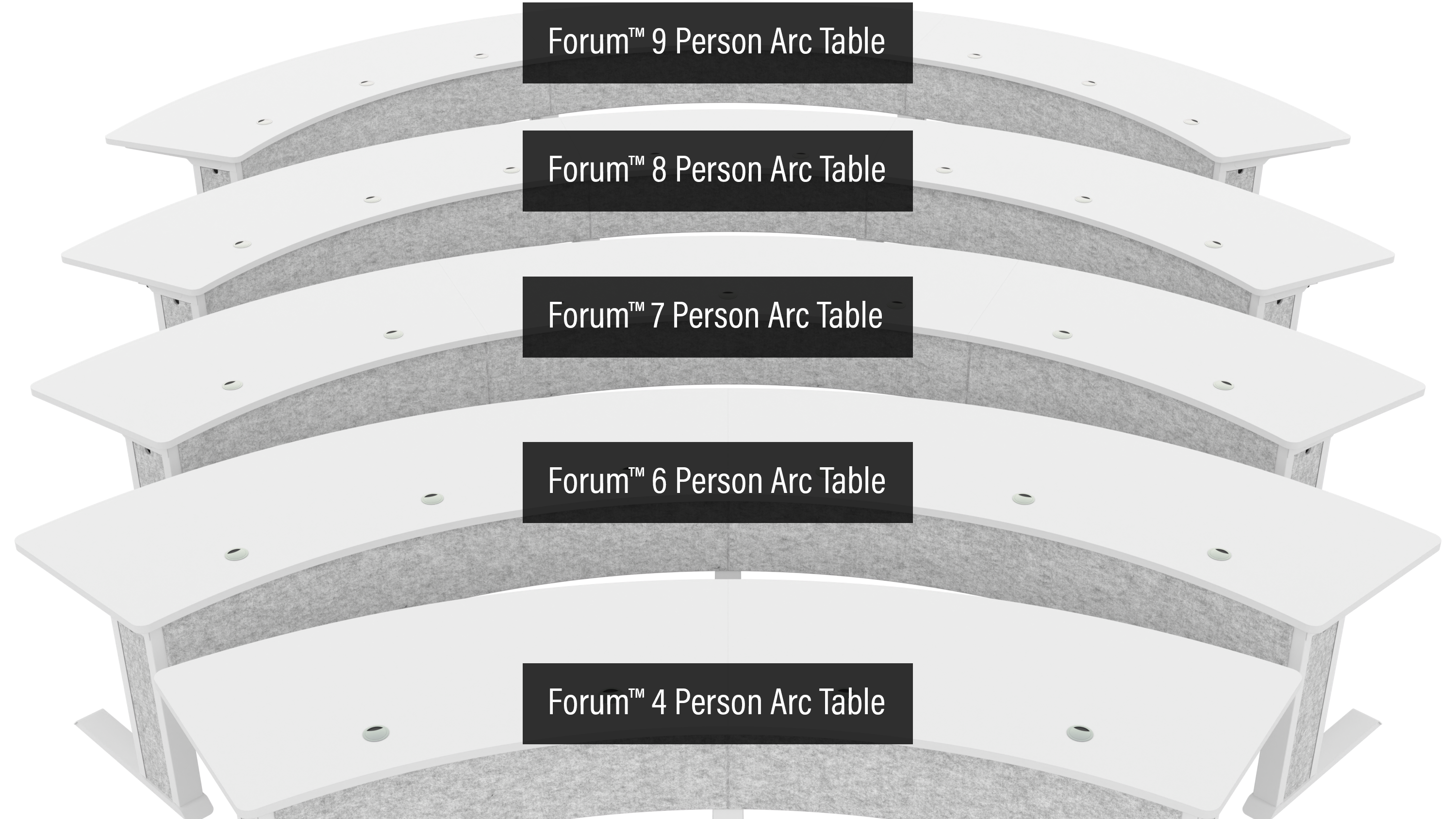 Middle Atlantic Forum tables for four, six, seven, eight, and nine people. 