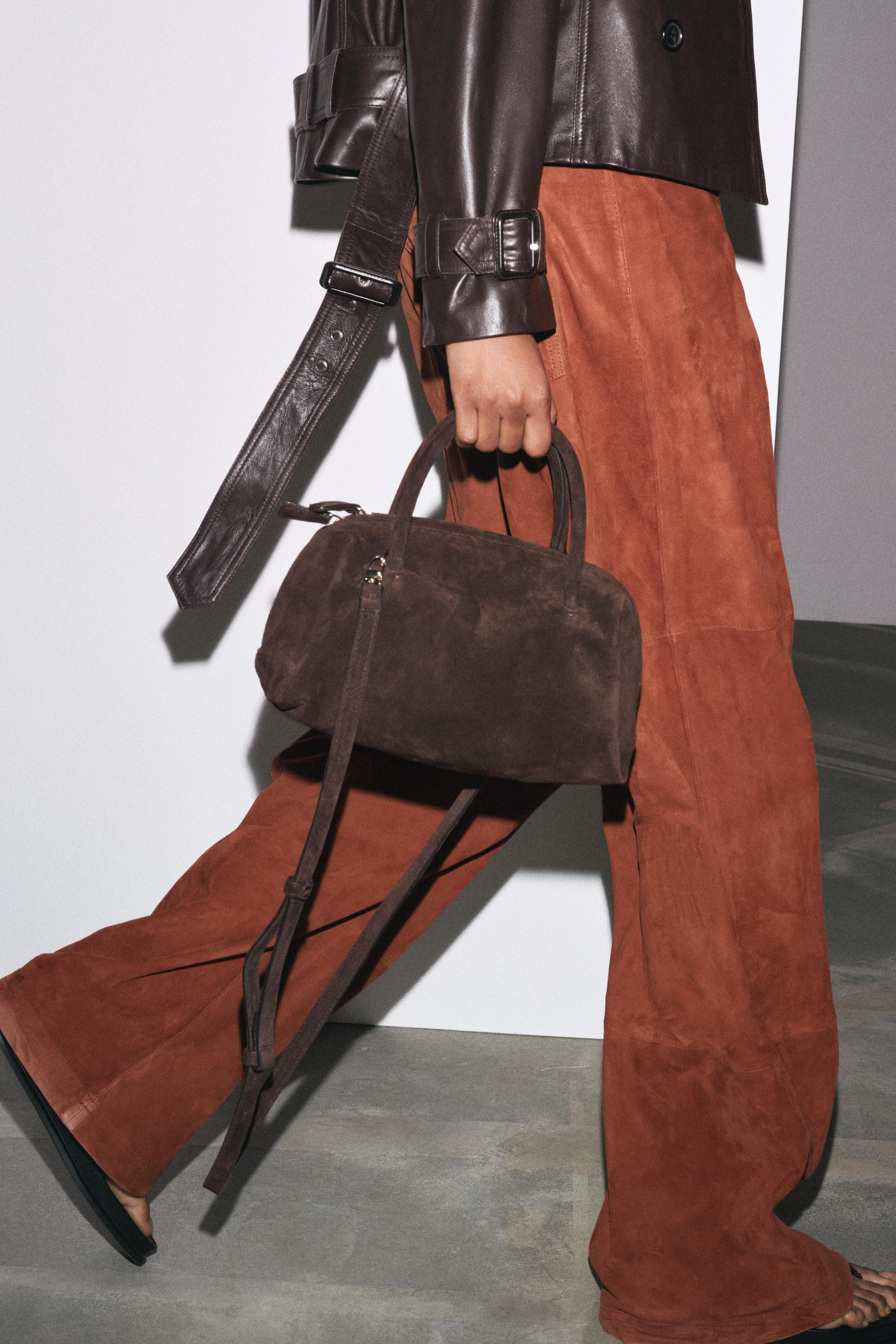Split Suede Bowling Bag