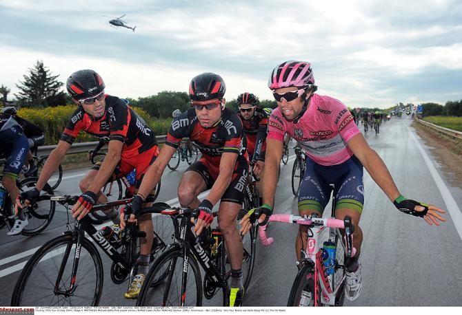 The first stage in Italy turned into a "go slow" because of slick roads.