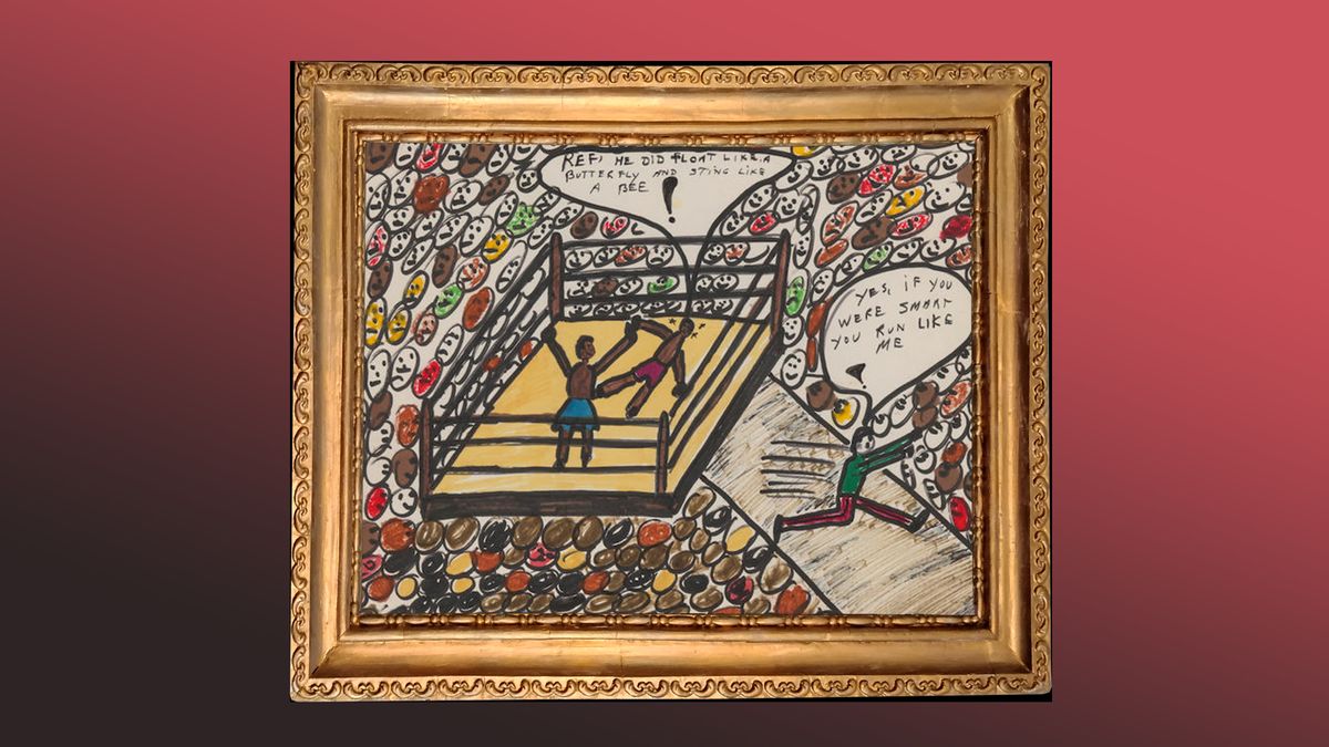 Muhammad Ali&#039;s art in a frame.