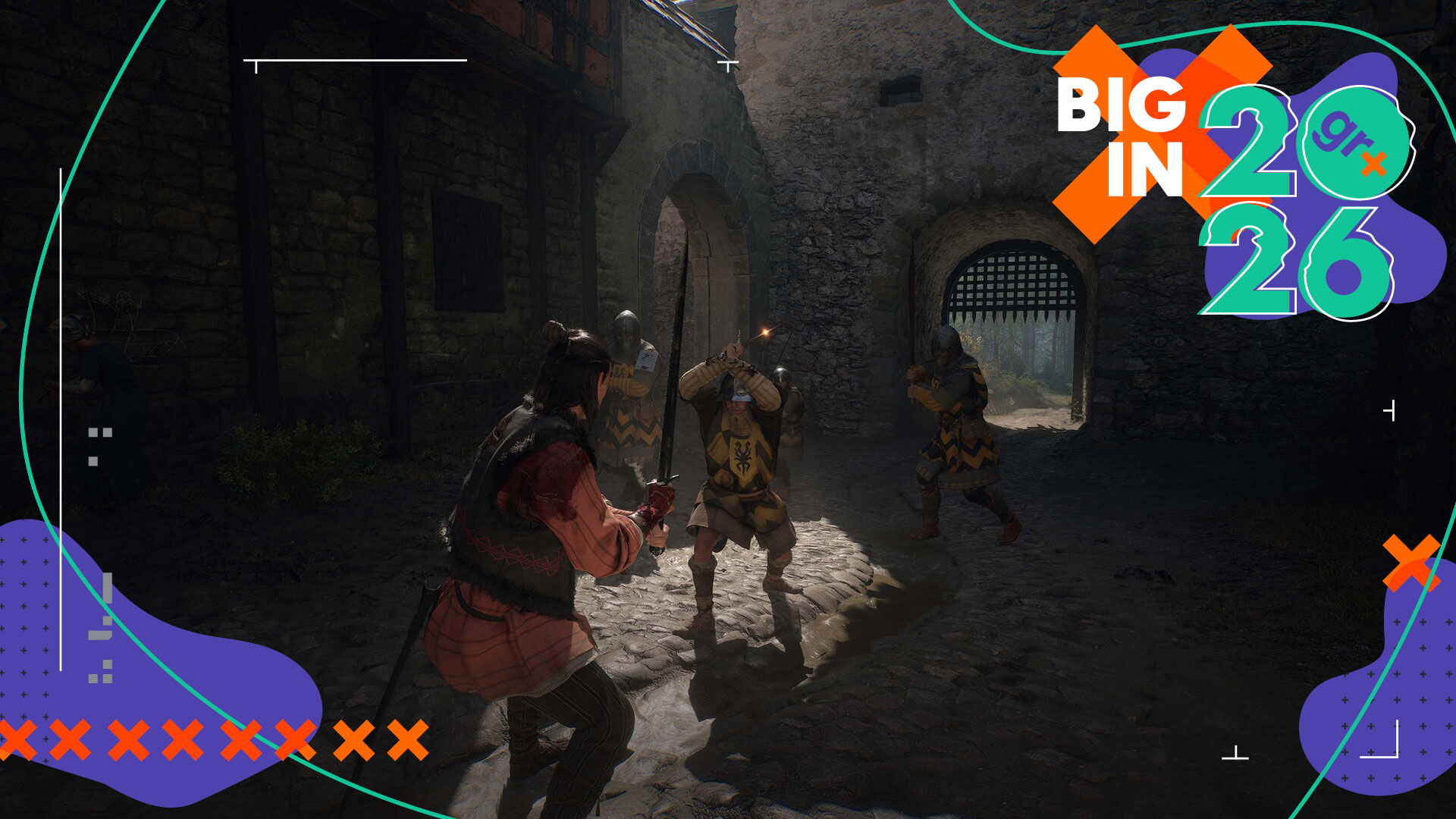 The Blood of Dawnwalker screenshot showing Coen in combat versus some armed guards